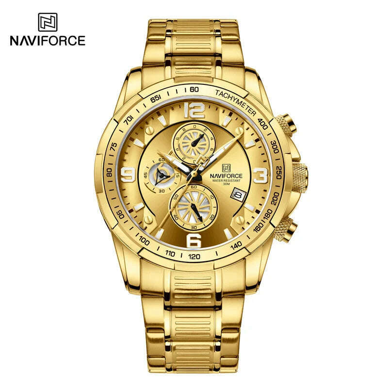 KIMLUD, NAVIFORCE Fashion Big Face Watch for Men High Quality Stainless Steel Luxury Wrist Watch Waterproof Luminous Clock Reloj Hombre, GG, KIMLUD APPAREL - Womens Clothes