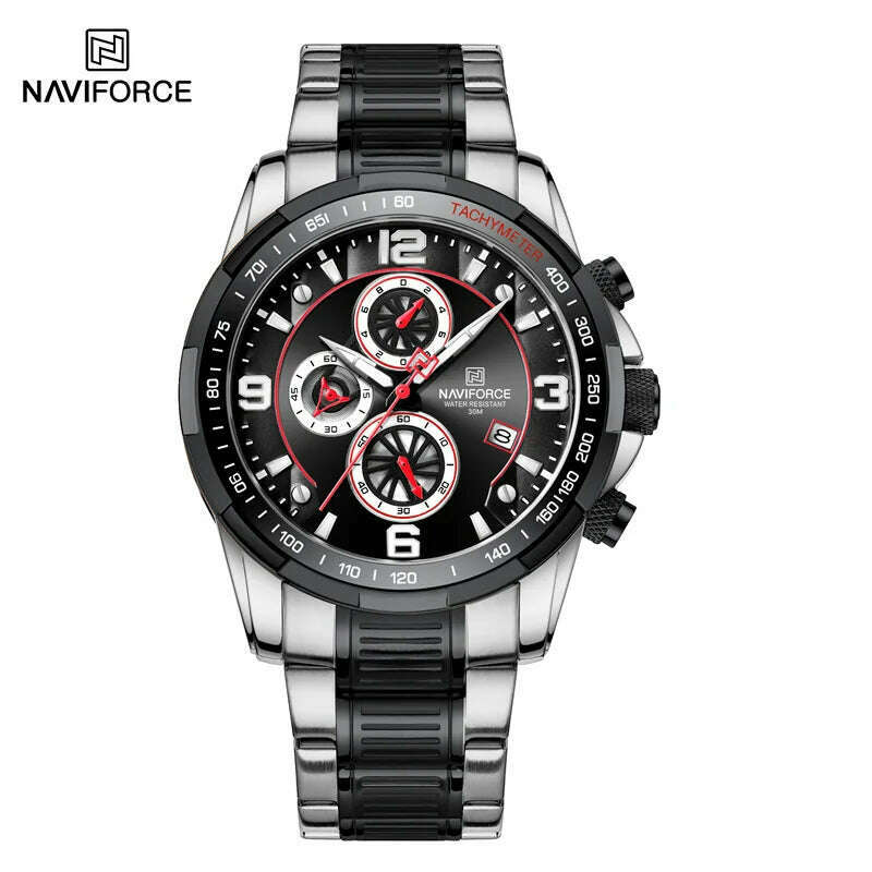 KIMLUD, NAVIFORCE Fashion Big Face Watch for Men High Quality Stainless Steel Luxury Wrist Watch Waterproof Luminous Clock Reloj Hombre, SB, KIMLUD APPAREL - Womens Clothes