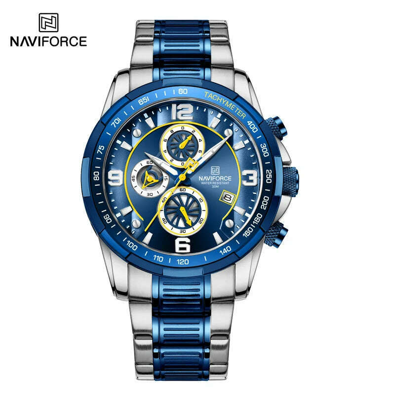 KIMLUD, NAVIFORCE Fashion Big Face Watch for Men High Quality Stainless Steel Luxury Wrist Watch Waterproof Luminous Clock Reloj Hombre, SBE, KIMLUD APPAREL - Womens Clothes