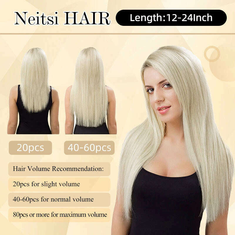 Neitsi Mini Tape In Human Hair Extensions Invisible Skin Weft Adhesive Grey Color 100% Natural Straight Real Hair Tape Ins 10pcs - KIMLUD