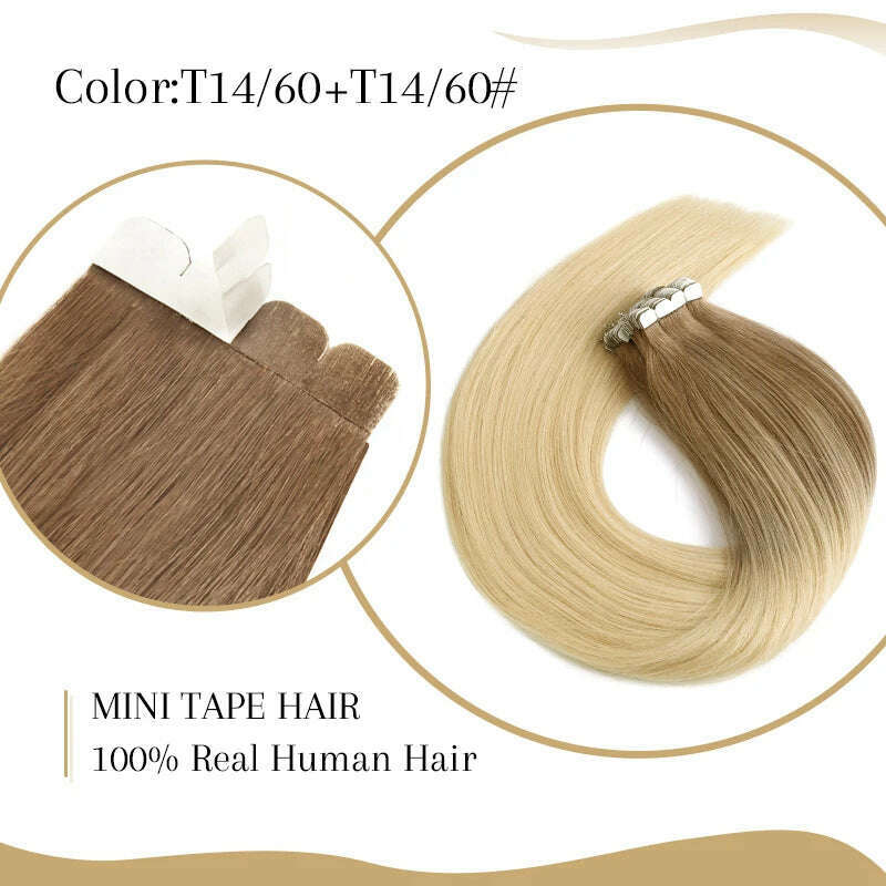 Neitsi Mini Tape In Human Hair Extensions Invisible Skin Weft Adhesive Grey Color 100% Natural Straight Real Hair Tape Ins 10pcs - KIMLUD