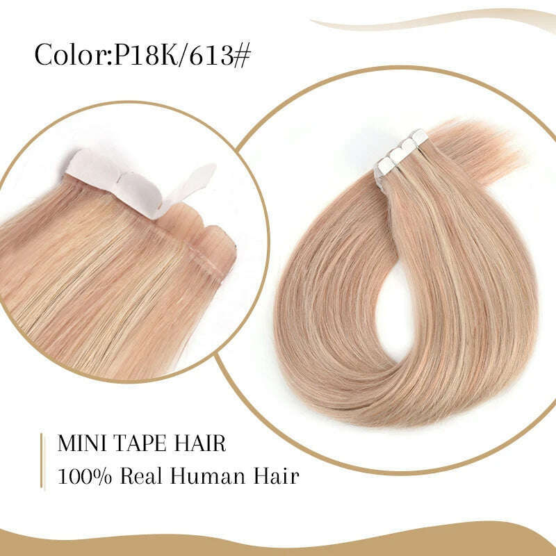 Neitsi Mini Tape In Human Hair Extensions Invisible Skin Weft Adhesive Grey Color 100% Natural Straight Real Hair Tape Ins 10pcs - KIMLUD