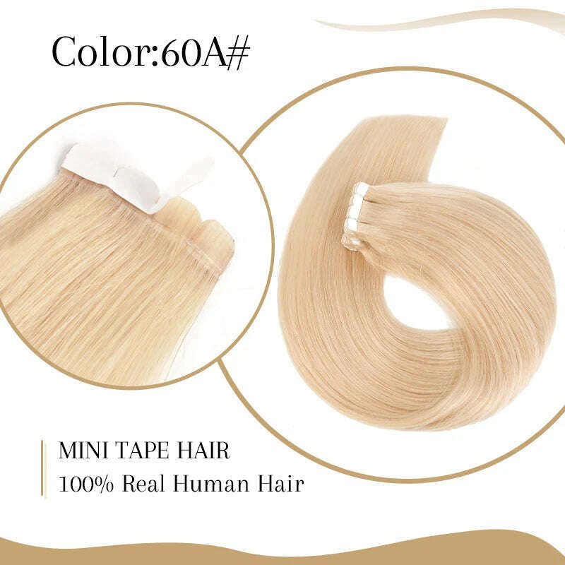 Neitsi Mini Tape In Human Hair Extensions Invisible Skin Weft Adhesive Grey Color 100% Natural Straight Real Hair Tape Ins 10pcs - KIMLUD