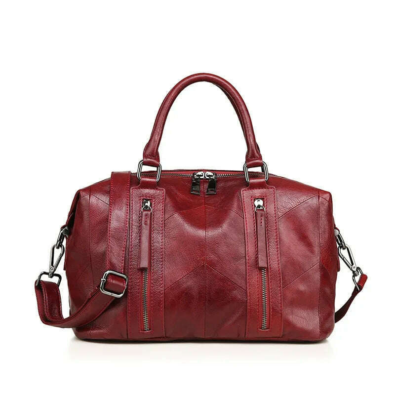 Nesitu High Quality Fashion Red Black Blue Genuine Leather Women Handbags Girl Female Totes Lady Shoulder Messenger Bags M8958 - KIMLUD