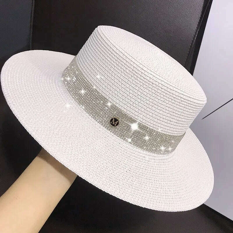 Net celebrity sun-shading flat straw hat women summer fedora hat travel on the beach and beach vacation sunscreen hat панама - KIMLUD