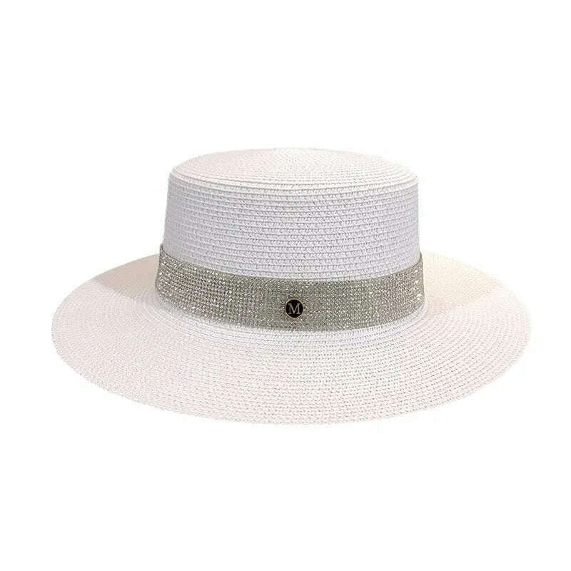 KIMLUD, Net celebrity sun-shading flat straw hat women summer fedora hat travel on the beach and beach vacation sunscreen hat панама, KIMLUD Womens Clothes