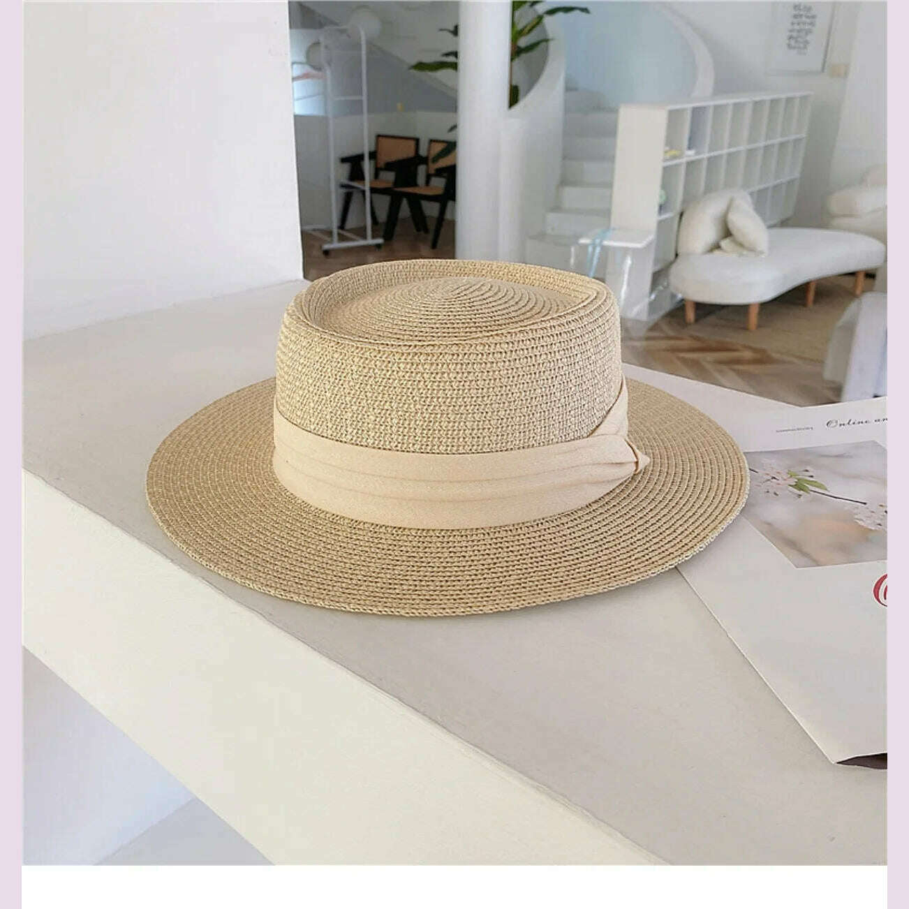 KIMLUD, Net celebrity sun-shading flat straw hat women summer fedora hat travel on the beach and beach vacation sunscreen hat панама, 19 / China / 56-58cm, KIMLUD APPAREL - Womens Clothes