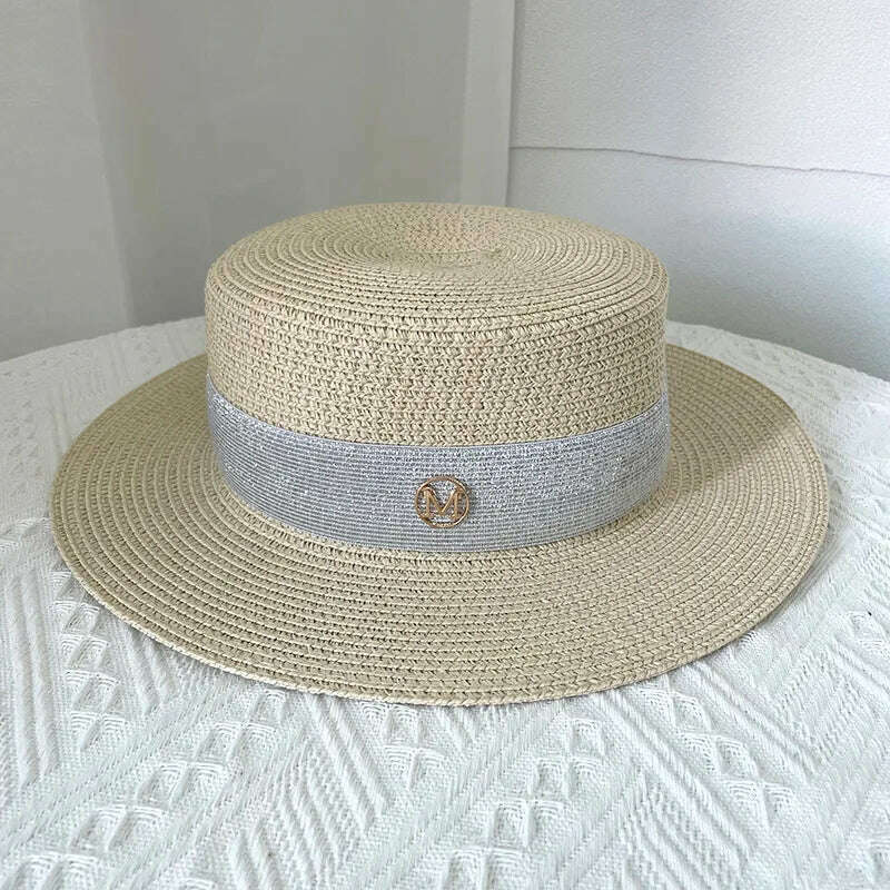 KIMLUD, Net celebrity sun-shading flat straw hat women summer fedora hat travel on the beach and beach vacation sunscreen hat панама, 13 / China / 56-58cm, KIMLUD APPAREL - Womens Clothes