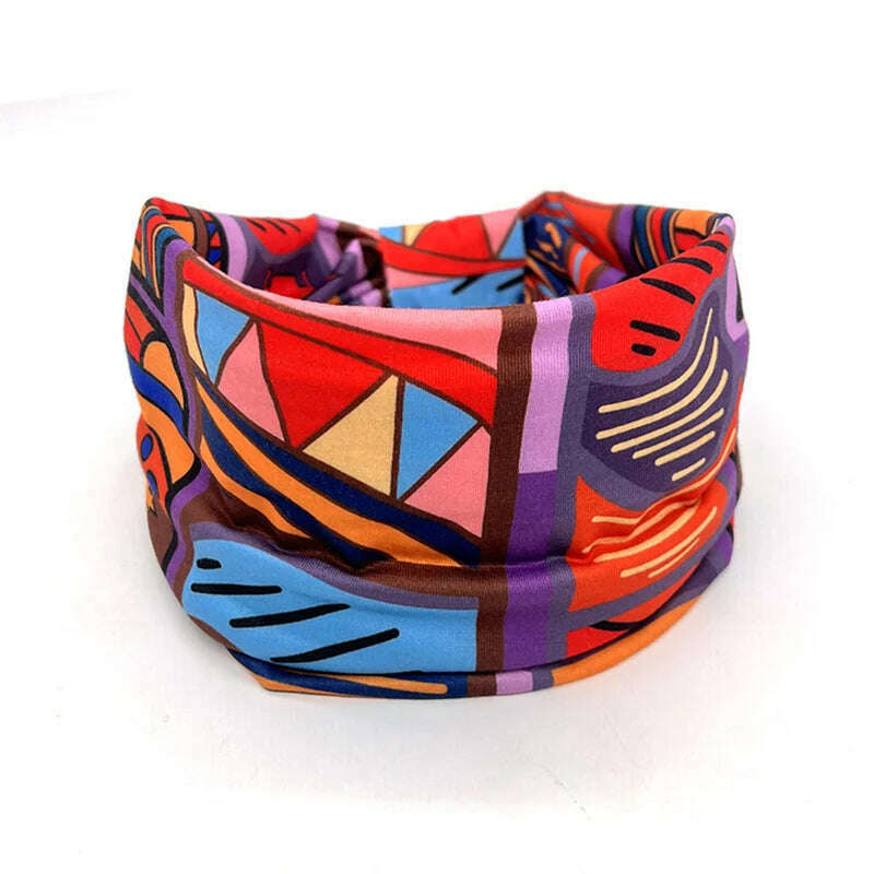 KIMLUD, New African Pattern Print Wide Headband for Women Twist Style Hair Bandanas Head Wrap Elastic  Headwear Turban Girls Accessories, 15, KIMLUD APPAREL - Womens Clothes