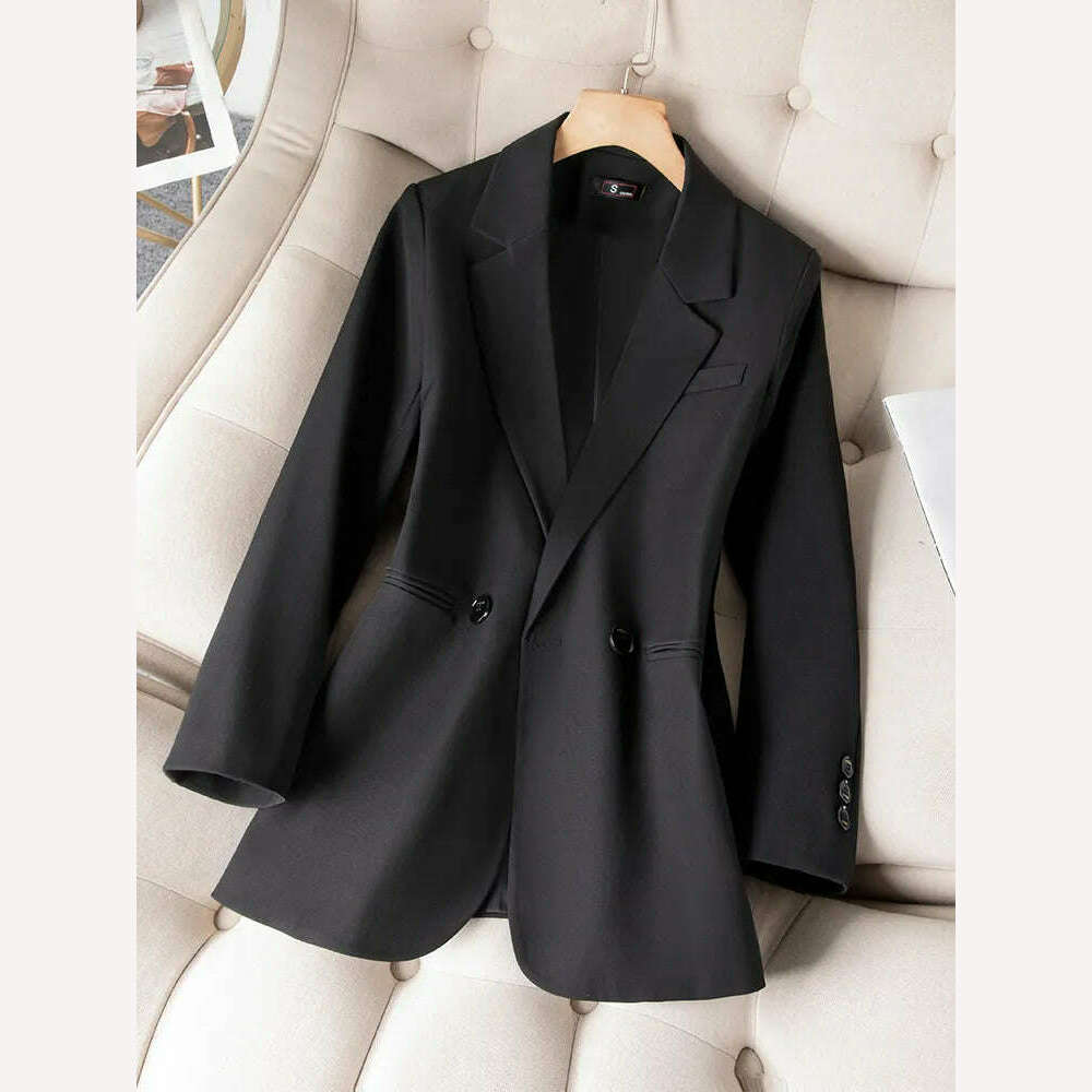 KIMLUD, New Arrival Autumn Winter Women Ladies Blazer Pink Black Coffee Female Long Sleeve Solid Casual Jacket Coat, Black Blazer / S, KIMLUD APPAREL - Womens Clothes