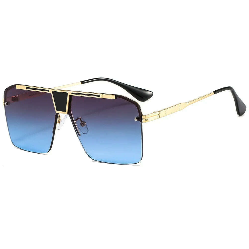 KIMLUD, New Arrival Brand Design Gentleman Sun Glasses With Large Square Frames Stylish With Sophisticated And Tasteful Sunglasses Men, C16GoldGrayBlue / CHINA / Other, KIMLUD APPAREL - Womens Clothes