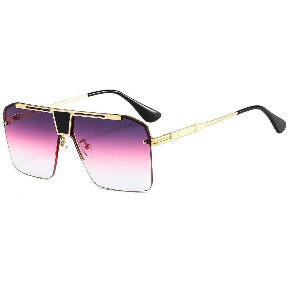 KIMLUD, New Arrival Brand Design Gentleman Sun Glasses With Large Square Frames Stylish With Sophisticated And Tasteful Sunglasses Men, C15GoldPurple / CHINA / Other, KIMLUD APPAREL - Womens Clothes