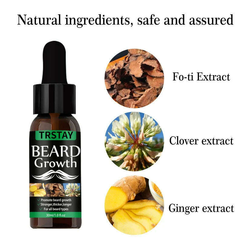 NEW Beard Hair Growth Essential Oil Anti Hair Loss Product Natural Mustache Regrowth Oil for Men Nourishing Beard Care Roller - KIMLUD