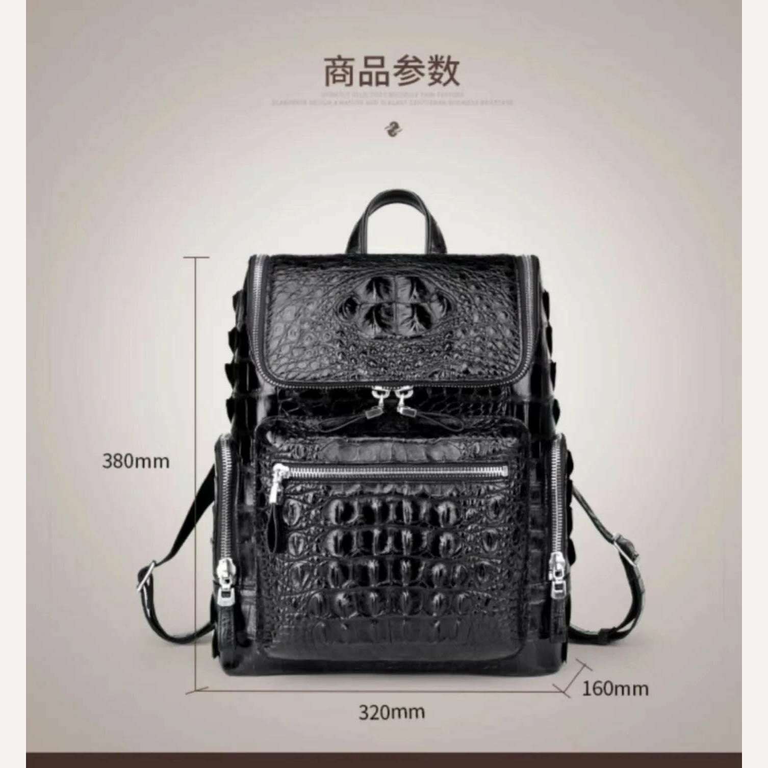 KIMLUD, New Brand Crocodile Genuine Leather Men Backpacks Fashion Real Natural Leather Student Backpack Boy Luxury Computer Laptop Bag, KIMLUD Womens Clothes