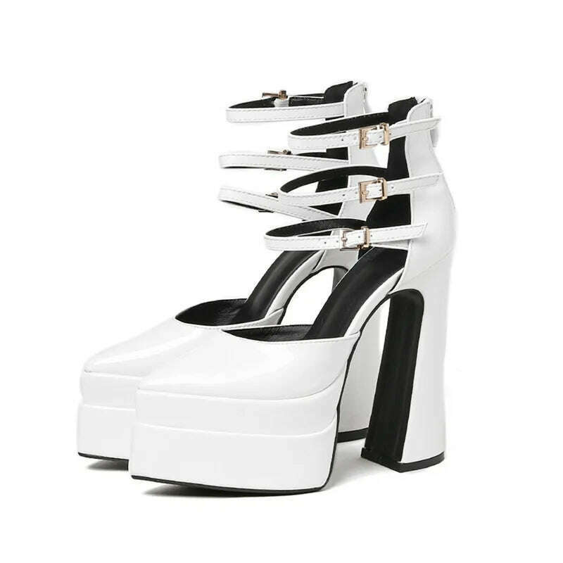 KIMLUD, New brand Women Sandals Fashion Summer Shoes Sexy Ankle Strap Platform Wedges High heels Gladiator Sandals Female Chunky Shoes, White / 35, KIMLUD APPAREL - Womens Clothes