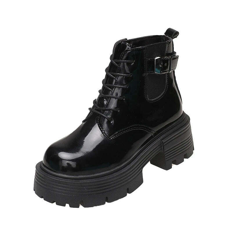 KIMLUD, New British Style Princess Anime Student Cosplay PU Leather Shoes Women Japanese Party Korean Cute College School Single Boots, Bright black / 35, KIMLUD APPAREL - Womens Clothes