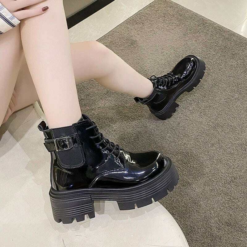 KIMLUD, New British Style Princess Anime Student Cosplay PU Leather Shoes Women Japanese Party Korean Cute College School Single Boots, KIMLUD Womens Clothes