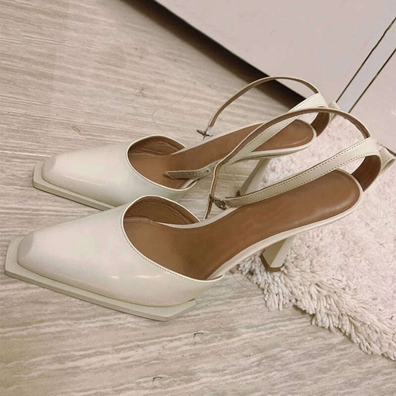 KIMLUD, New Buckle Pointed Toe Sandals Women Metal Chain Sandalias Female Stiletto High Heels Dress Shoes Women Party zapatos de mujer, KIMLUD Womens Clothes