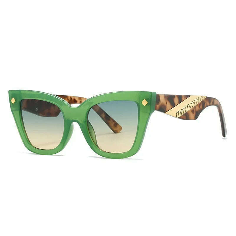 KIMLUD, New Cat Eye Sunglasses Women Vintage Men Square Shades Brand Designer Gafas Luxury Sun Glasses Frame UV400 Eyewear Oculos, green leopard / as picture, KIMLUD Womens Clothes