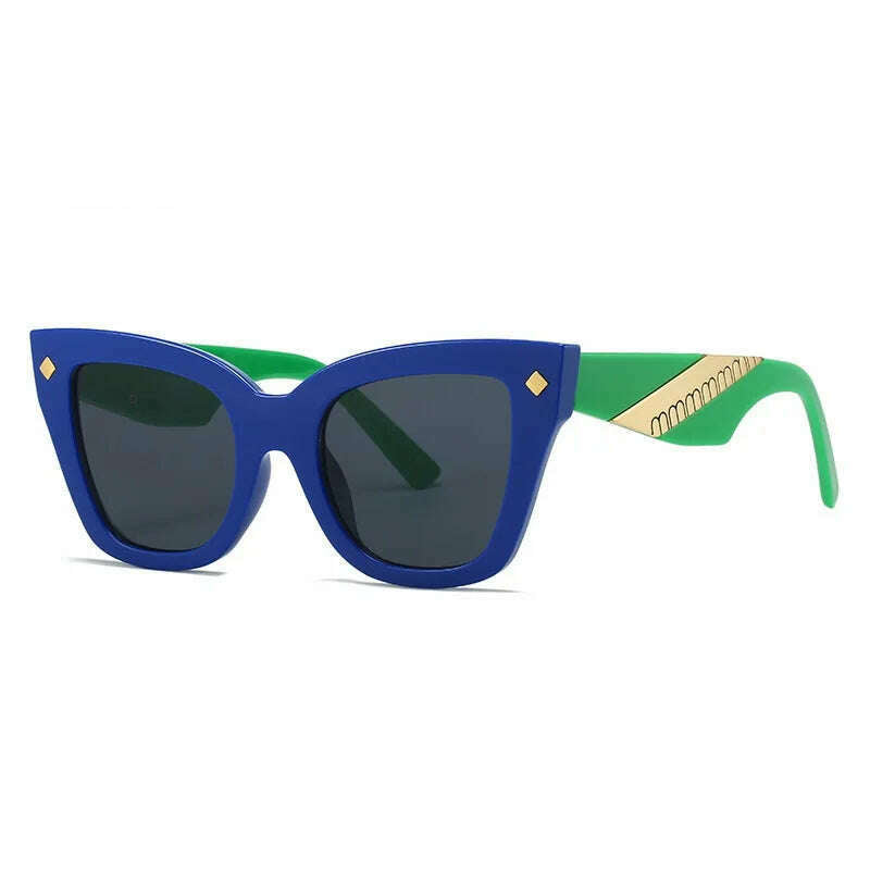 KIMLUD, New Cat Eye Sunglasses Women Vintage Men Square Shades Brand Designer Gafas Luxury Sun Glasses Frame UV400 Eyewear Oculos, blue green / as picture, KIMLUD Womens Clothes