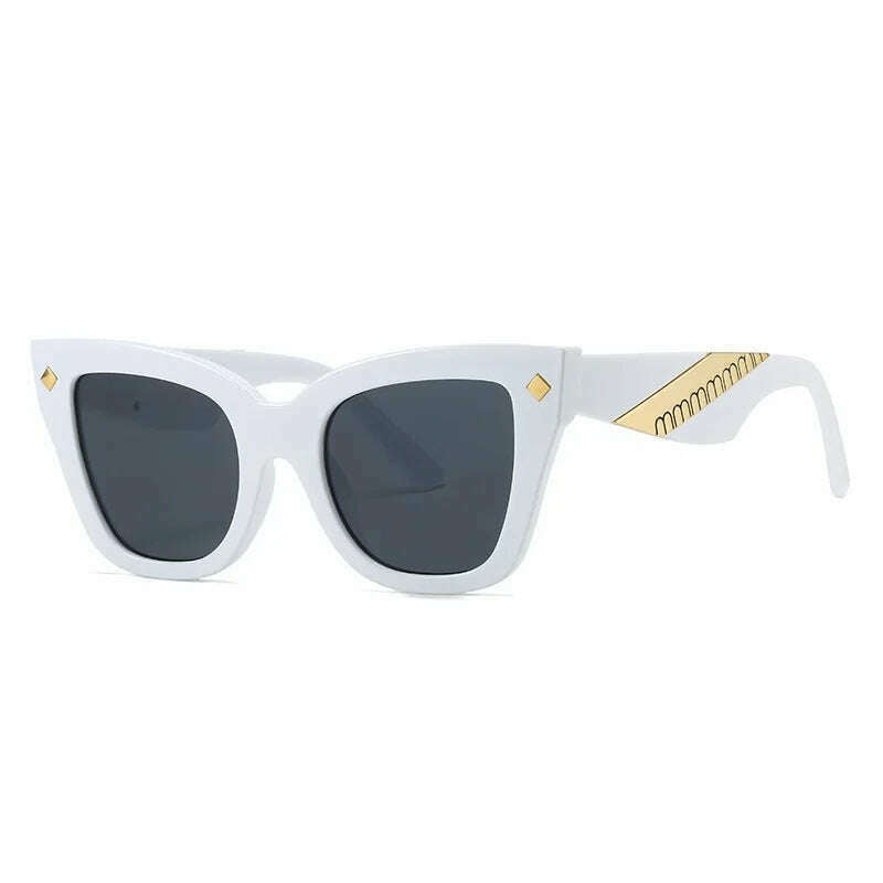 KIMLUD, New Cat Eye Sunglasses Women Vintage Men Square Shades Brand Designer Gafas Luxury Sun Glasses Frame UV400 Eyewear Oculos, white / as picture, KIMLUD Womens Clothes