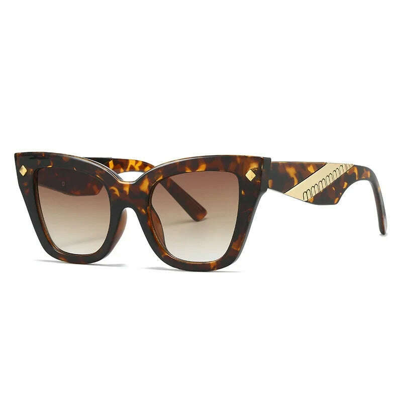 KIMLUD, New Cat Eye Sunglasses Women Vintage Men Square Shades Brand Designer Gafas Luxury Sun Glasses Frame UV400 Eyewear Oculos, leopard tea / as picture, KIMLUD Womens Clothes