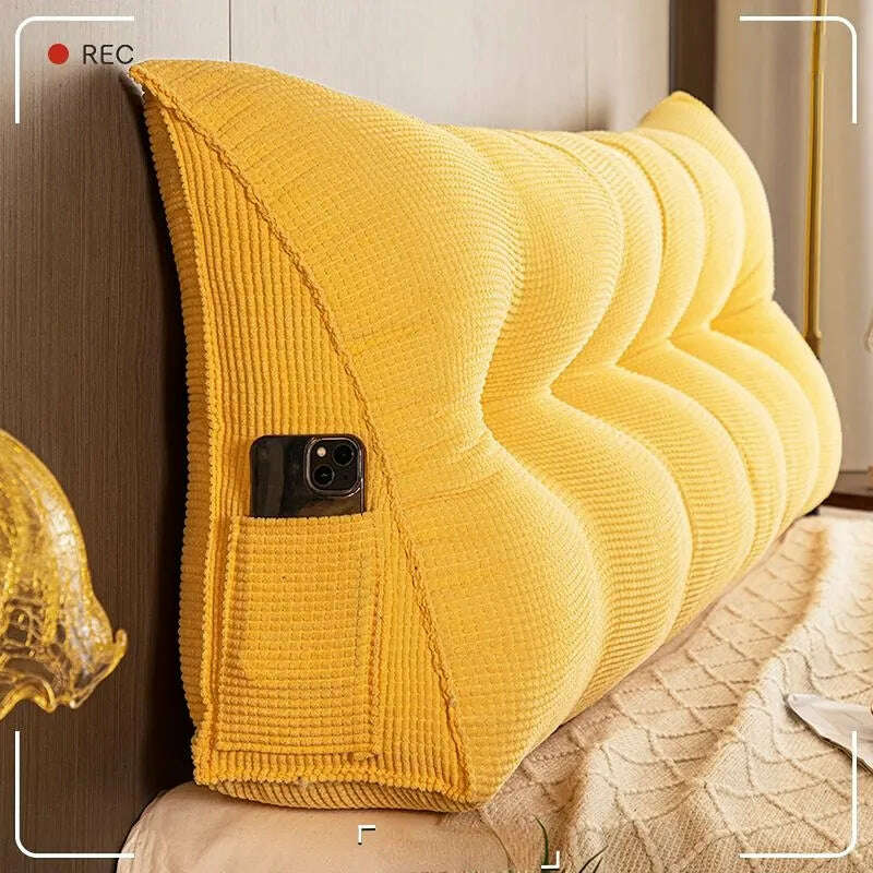 KIMLUD, New Comfortable Headrest Cushion Bedroom Bed Long Pillow Washable Soft Triangular Backrest Room Decoration Head Waist Protection, KIMLUD Womens Clothes