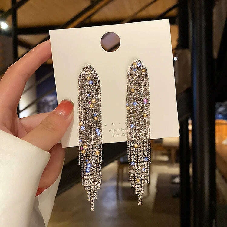 New Crystal Drop Earrings with Bling Bling Cubic Zirconia Temperament Women Earrings High Quality Silver Color Trendy Jewelry - KIMLUD