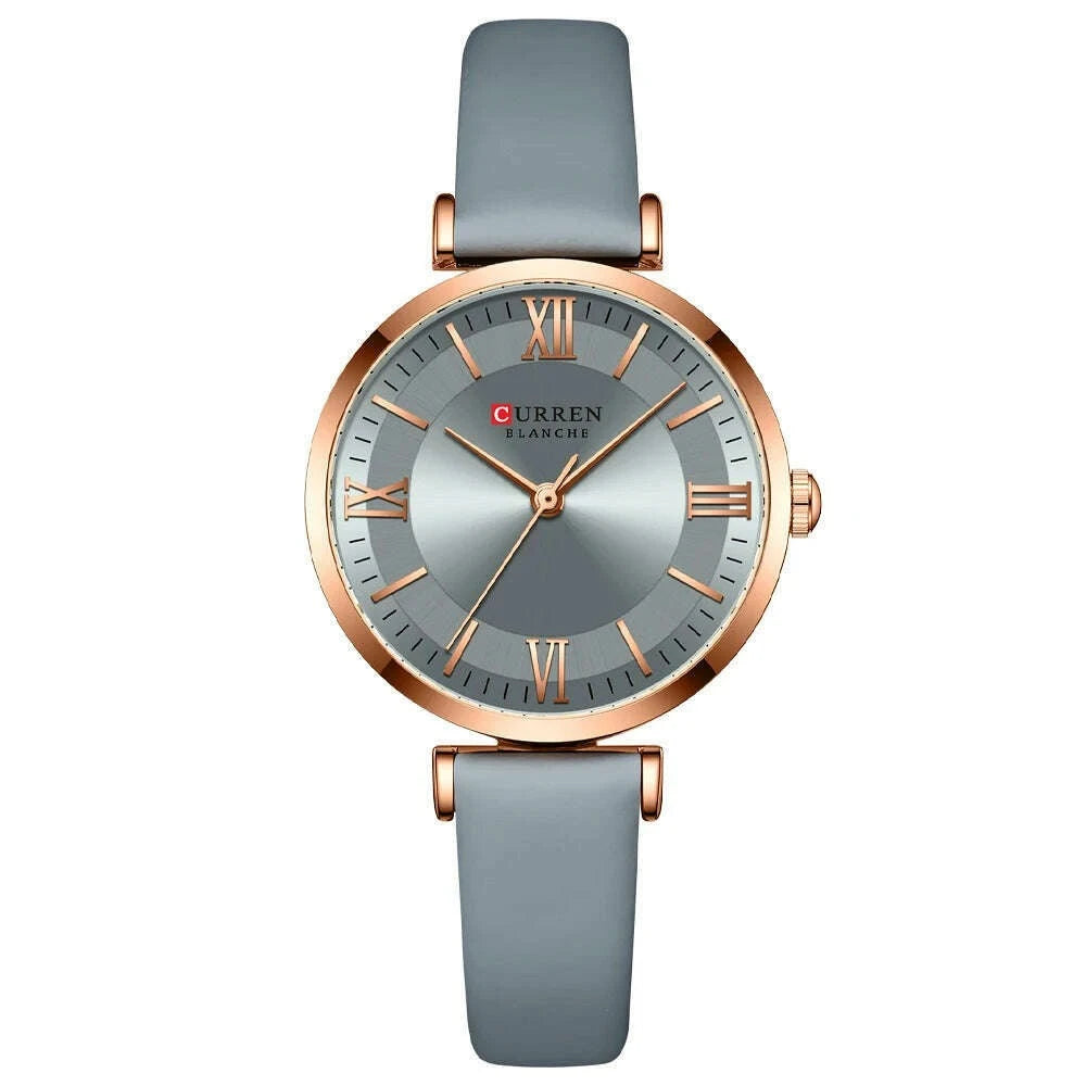 KIMLUD, NEW CURREN Watches Women's Quartz Leather Wrsitwatches Fashionable Classic Clock Montre femme, blue, KIMLUD APPAREL - Womens Clothes