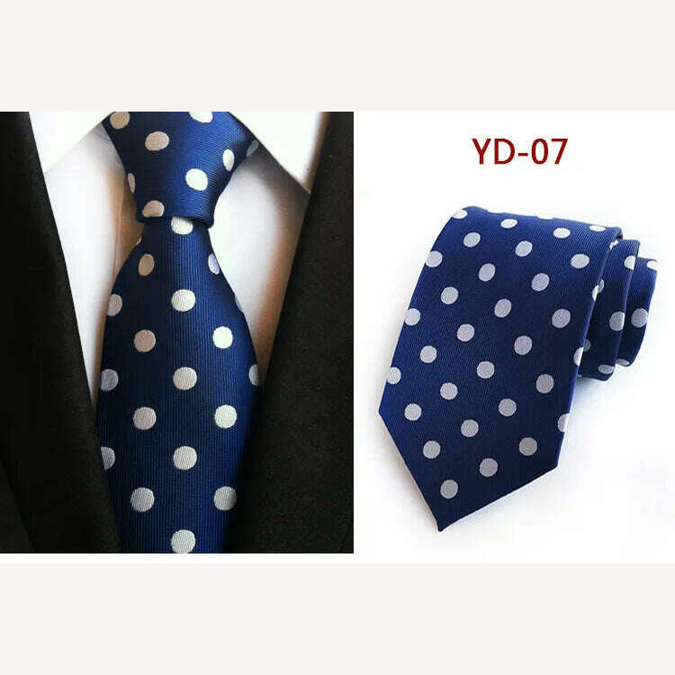 KIMLUD, New Design Fashion Necktie Orange White Blue Polka Dot Ties for Man Business Wedding Formal NeckTie 8cm Silk Dress Gift Gravata, A07, KIMLUD APPAREL - Womens Clothes