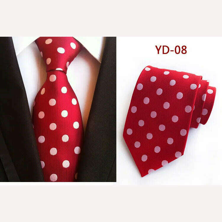 KIMLUD, New Design Fashion Necktie Orange White Blue Polka Dot Ties for Man Business Wedding Formal NeckTie 8cm Silk Dress Gift Gravata, A08, KIMLUD APPAREL - Womens Clothes