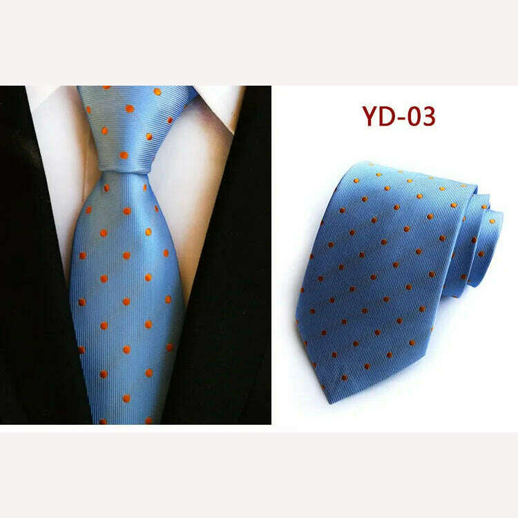 KIMLUD, New Design Fashion Necktie Orange White Blue Polka Dot Ties for Man Business Wedding Formal NeckTie 8cm Silk Dress Gift Gravata, A03, KIMLUD APPAREL - Womens Clothes