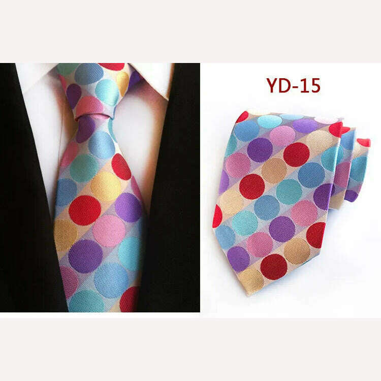 KIMLUD, New Design Fashion Necktie Orange White Blue Polka Dot Ties for Man Business Wedding Formal NeckTie 8cm Silk Dress Gift Gravata, A15, KIMLUD APPAREL - Womens Clothes