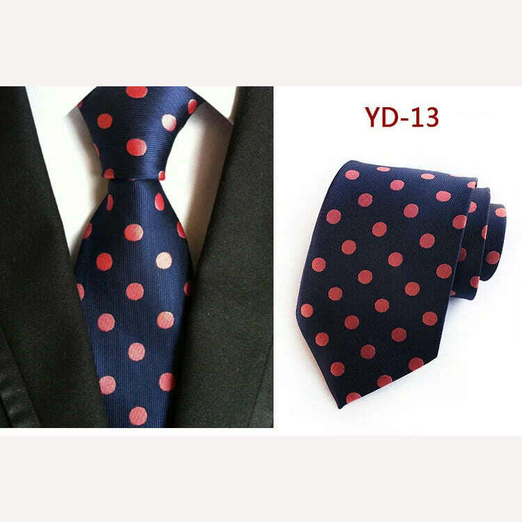 KIMLUD, New Design Fashion Necktie Orange White Blue Polka Dot Ties for Man Business Wedding Formal NeckTie 8cm Silk Dress Gift Gravata, A13, KIMLUD APPAREL - Womens Clothes