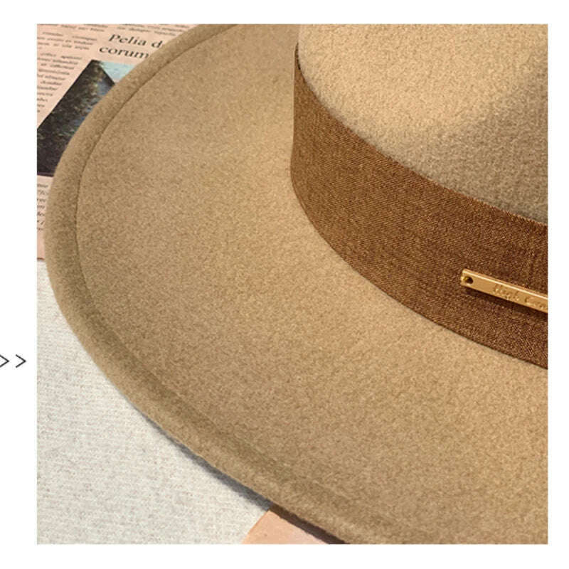 New Fall Winter Flat Woollen Top Hat Unisex Wide Brimmed Hat Fashion Classic Diverse Styles Adjustable Hat Circumference Big Hat - KIMLUD