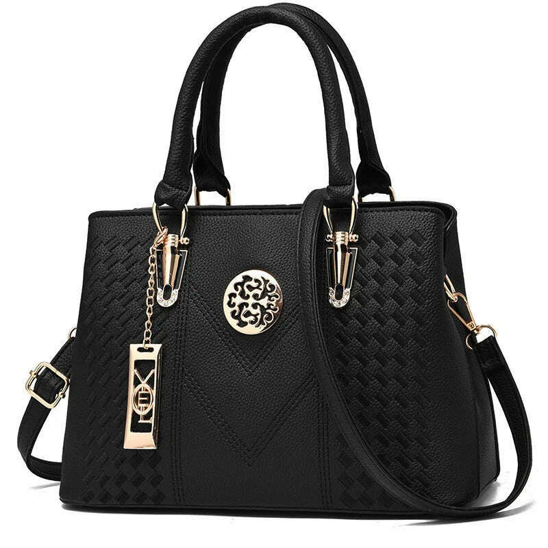 KIMLUD, New Famous Designer Brand Bags Women Leather Handbags  Luxury Ladies Hand Bags Purse Fashion Shoulder Bags Gift, black / 30x13.5x23cm, KIMLUD APPAREL - Womens Clothes