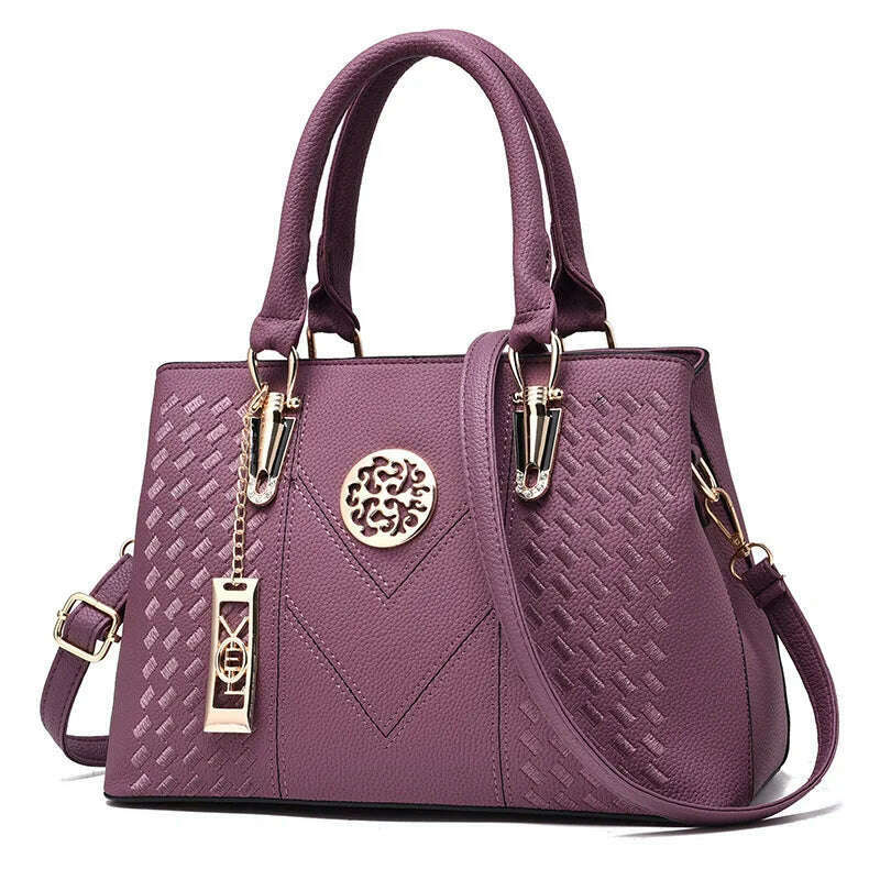 KIMLUD, New Famous Designer Brand Bags Women Leather Handbags  Luxury Ladies Hand Bags Purse Fashion Shoulder Bags Gift, PURPLE / 30x13.5x23cm, KIMLUD APPAREL - Womens Clothes