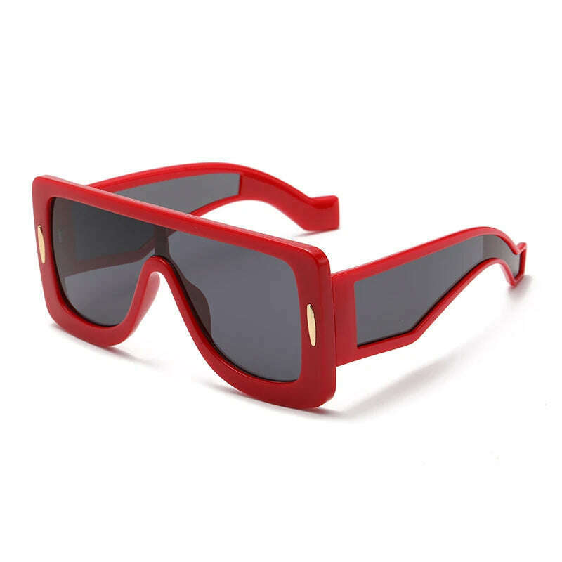 KIMLUD, New Fashion Large Frame Integrated Colorful Square Sun Glasses with Future Technology Sense Outdoor Fashion Sunglasses Female, red black / pictures show, KIMLUD APPAREL - Womens Clothes