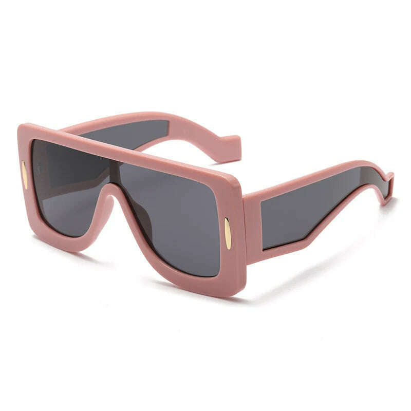 KIMLUD, New Fashion Large Frame Integrated Colorful Square Sun Glasses with Future Technology Sense Outdoor Fashion Sunglasses Female, pink black / pictures show, KIMLUD APPAREL - Womens Clothes