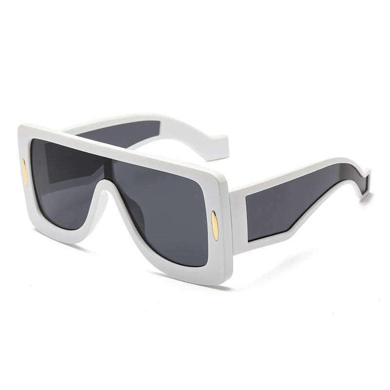 KIMLUD, New Fashion Large Frame Integrated Colorful Square Sun Glasses with Future Technology Sense Outdoor Fashion Sunglasses Female, white black / pictures show, KIMLUD APPAREL - Womens Clothes