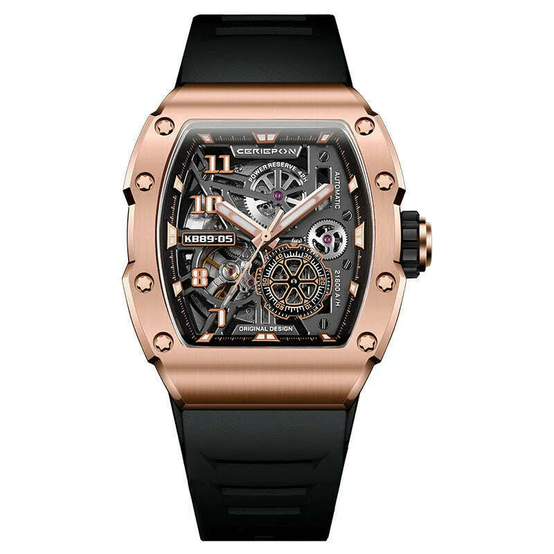 KIMLUD, New Fashion Men Mechanical Automatic Wristwatch Pagani Design Richard Similar Hand Silicone Band Sport Watches Relogio Masculino, rose gold black / CHINA, KIMLUD APPAREL - Womens Clothes