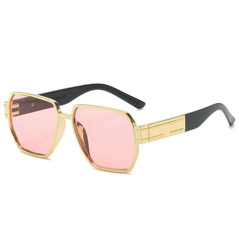 KIMLUD, New Fashion Square Oversized Sunglasses Women Big Frame Colorful Sun Glasses Female Oculos Unisex Black Shades Gafas De Sol, Gold Pink / CHINA / with pouch and cloth, KIMLUD APPAREL - Womens Clothes