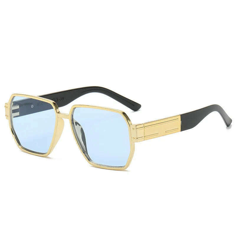 KIMLUD, New Fashion Square Oversized Sunglasses Women Big Frame Colorful Sun Glasses Female Oculos Unisex Black Shades Gafas De Sol, Gold Blue / CHINA / with pouch and cloth, KIMLUD APPAREL - Womens Clothes