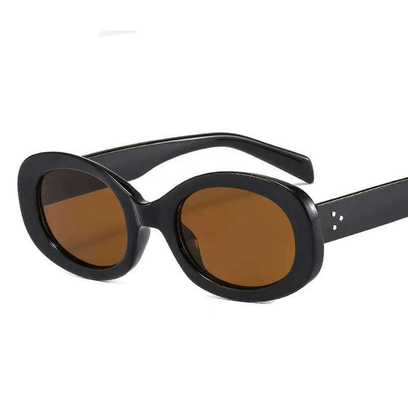 KIMLUD, New Fashion Summer Vintage Small Square Frame Oval Sunglasses Women Retro Punk Rectangle Sun Glasses Eyewear Shades, black tea / Other, KIMLUD APPAREL - Womens Clothes