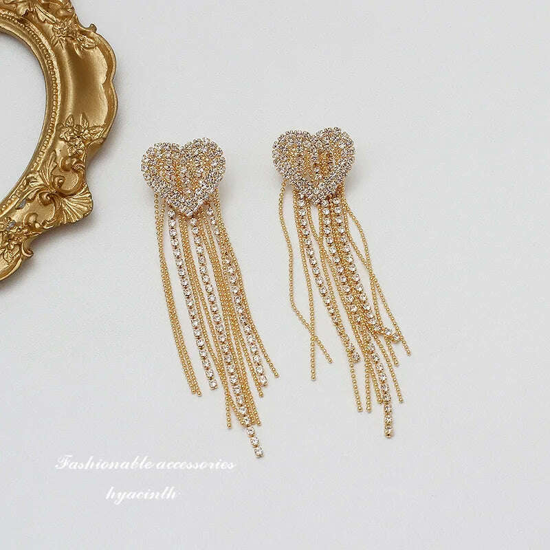 KIMLUD, New Fashion Trend Unique Design Elegant Exquisite Light Luxury Long Tassel Earrings Female Jewelry Party Premium Gift Wholesale, ED263-1, KIMLUD APPAREL - Womens Clothes