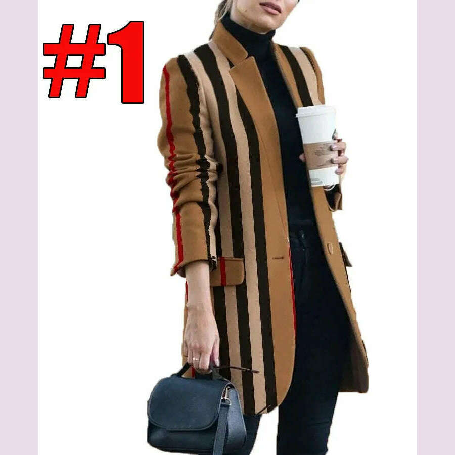 KIMLUD, New Fashion Women Casual All Match Coats Jackets Autumn Winter Solid Color Jacket Stand Up Collar Ladies Woolen Coat, camel / L, KIMLUD APPAREL - Womens Clothes