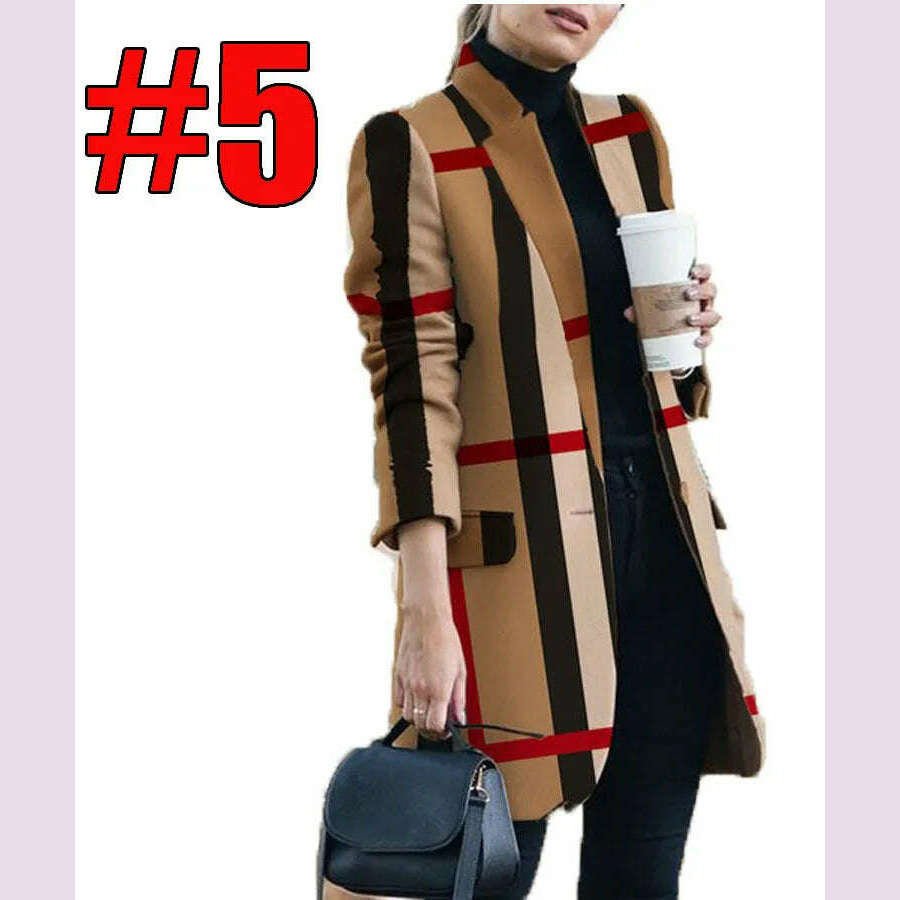 KIMLUD, New Fashion Women Casual All Match Coats Jackets Autumn Winter Solid Color Jacket Stand Up Collar Ladies Woolen Coat, ROYAL BLUE / L, KIMLUD APPAREL - Womens Clothes