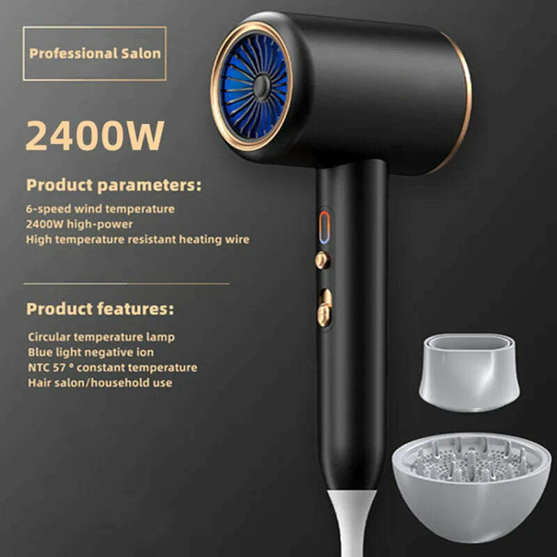 KIMLUD, New High-Speed Hair Dryer 2400w High-Power Fast Drying Blue Light Negative Ion Silent Hair Dryer For Home Hair Salon, B / us, KIMLUD APPAREL - Womens Clothes