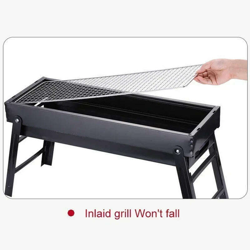 New Large BBQ Barbecue Grill Folding Portable Charcoal Outdoor Camping Picnic Burner Foldable Charcoal Camping Barbecue Oven - KIMLUD