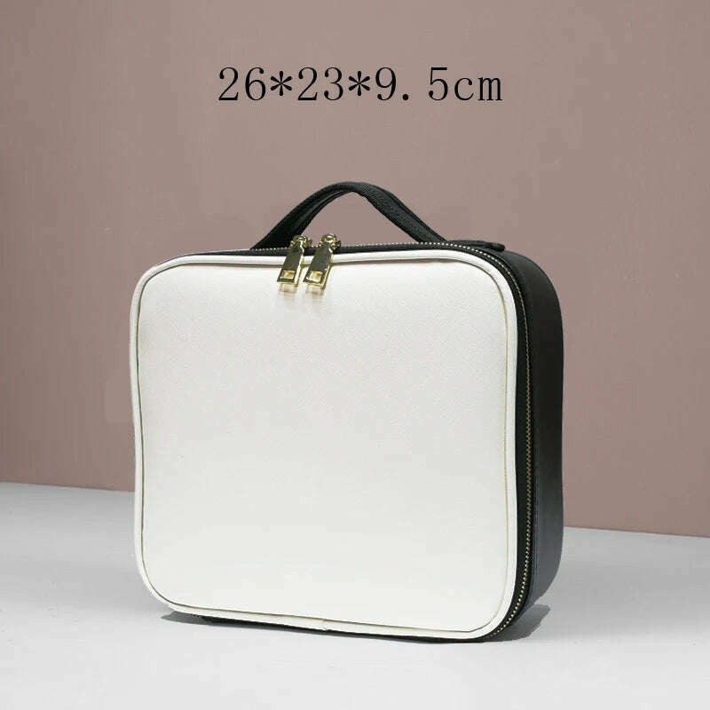 KIMLUD, New Large Capacity Make Up Case Professional Cosmetic Bag PU Leather Beauty Makeup Necessary Waterproof Make Up Bag, XS White, KIMLUD APPAREL - Womens Clothes